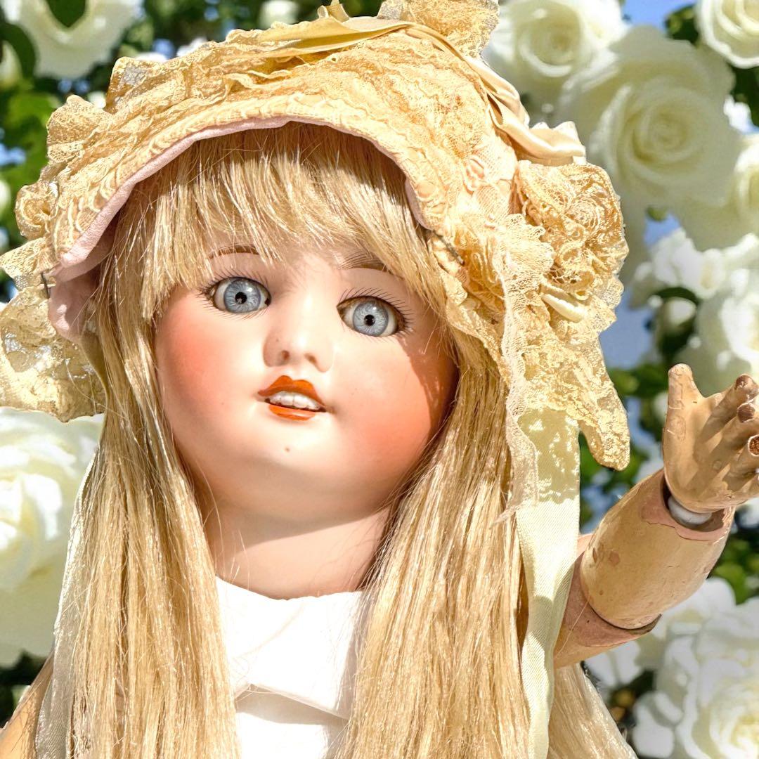 アンティーク ビスクドール ジュモー SFBJ フレンチ 白ドレス スカート