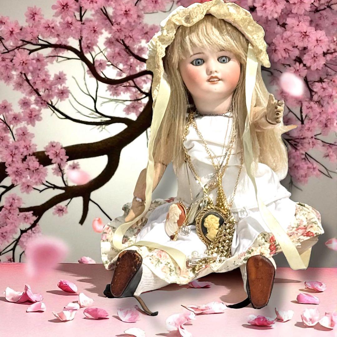 アンティーク ビスクドール ジュモー SFBJ フレンチ 白ドレス スカート