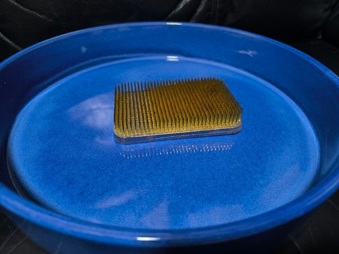 青い陶器製円形 水盤 生け花 IIMK 剣山 中古 セット 青い陶器製円形