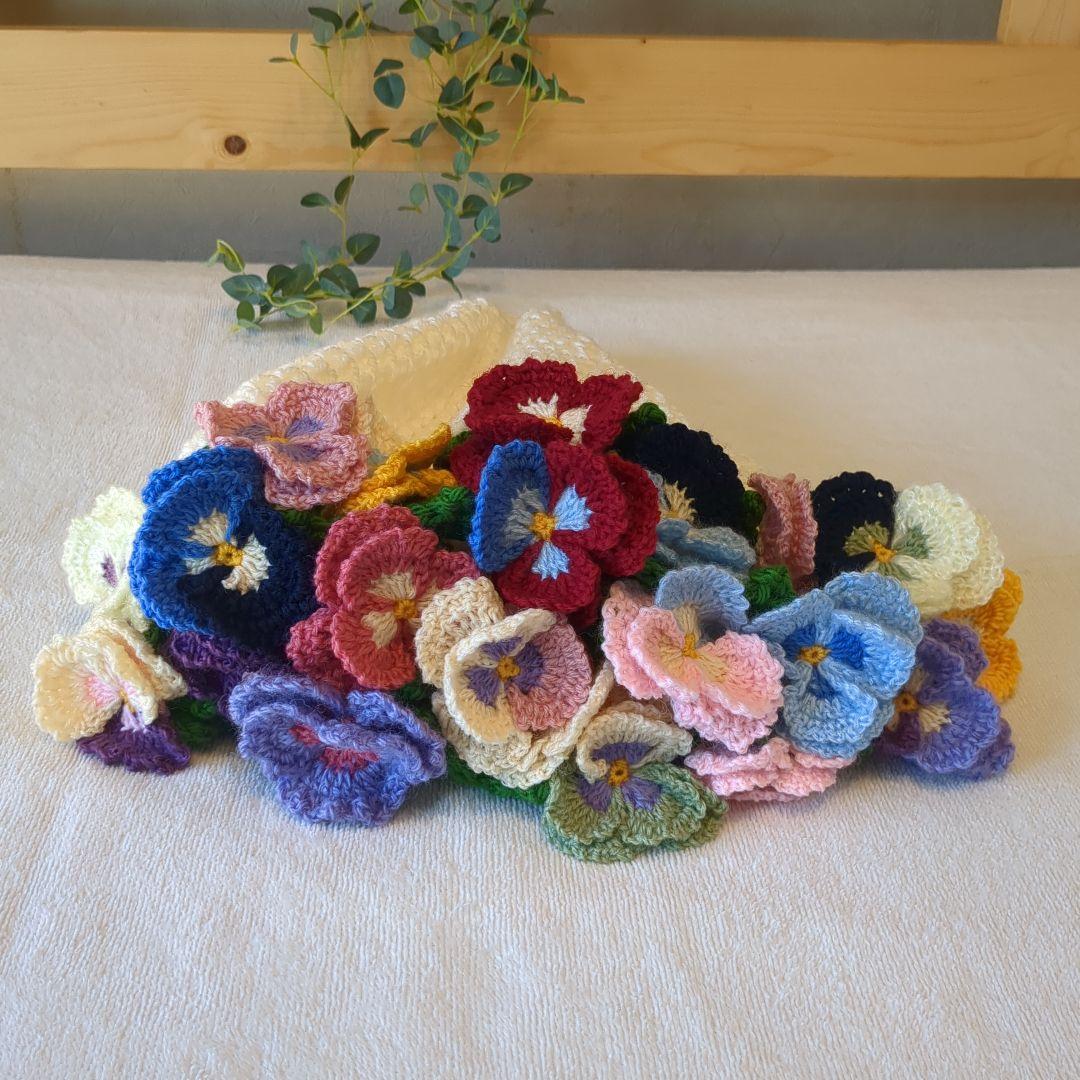 ブーケブランケット 花束 ハンドメイド パンジー リボン - メルカリ