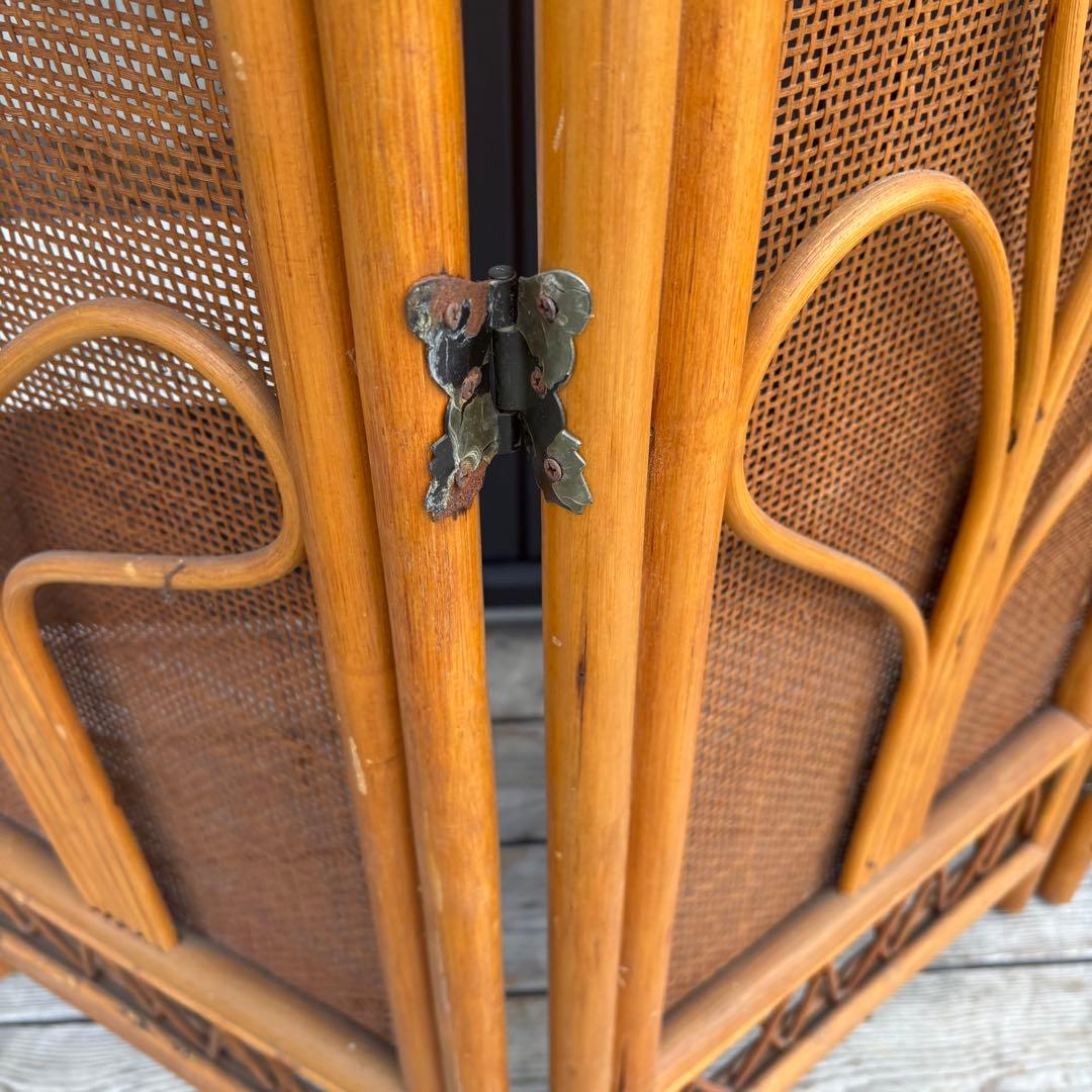 昭和レトロ エスニック 3連 ラタンパーテーション 間仕切り パーティション衝立