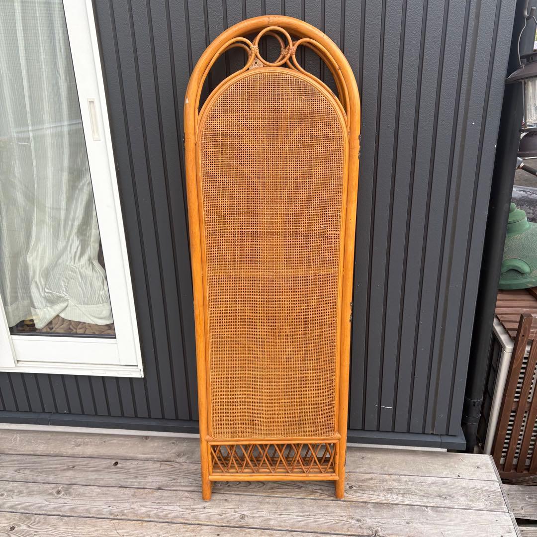 昭和レトロ エスニック 3連 ラタンパーテーション 間仕切り パーティション衝立