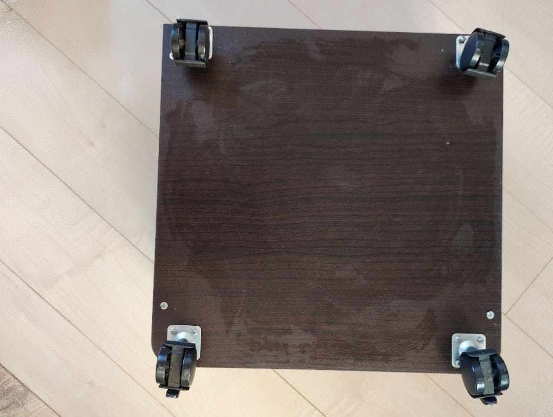 ダークブラウン 中空収納ボックス キャスター付き