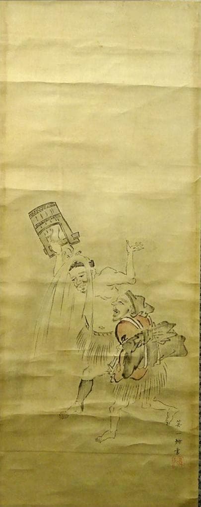 掛軸 英一蝶『人物図』紙本 肉筆 合せ箱付 掛け軸 w03053 - メルカリ