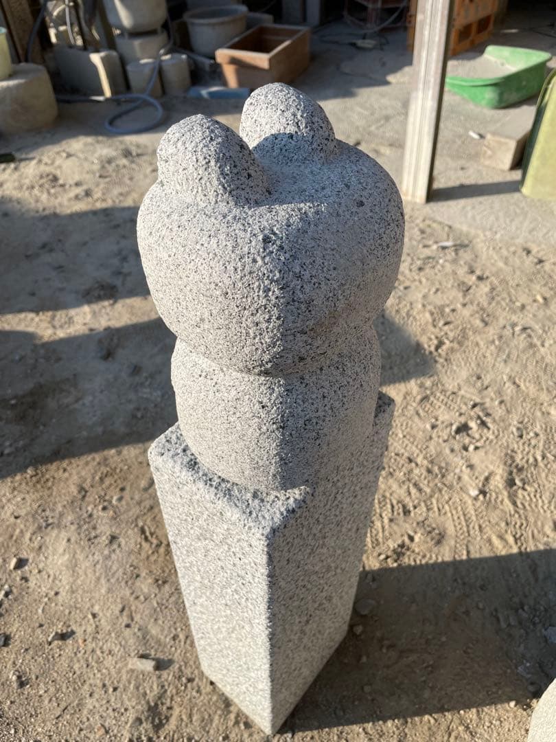 おかえり石柱　ケロちゃん　手作り　御影石　玄関先セット品