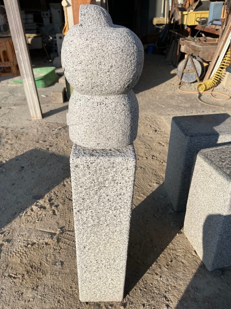 おかえり石柱　ケロちゃん　手作り　御影石　玄関先セット品