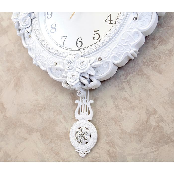 ゴージャス ビクトリア調 掛け時計 ホワイト アンティーク調