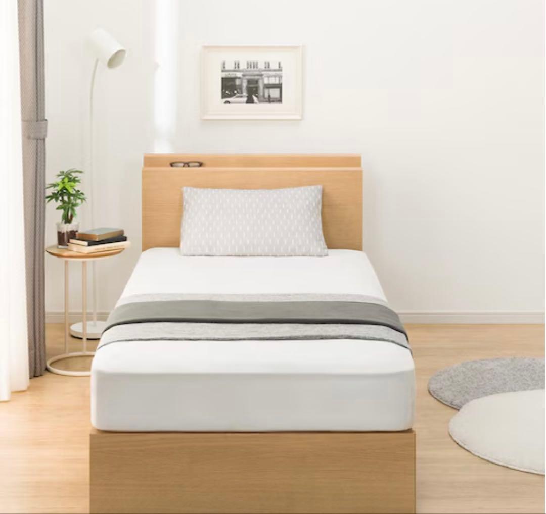 シングル 棚・サイド収納付きベッドフレーム