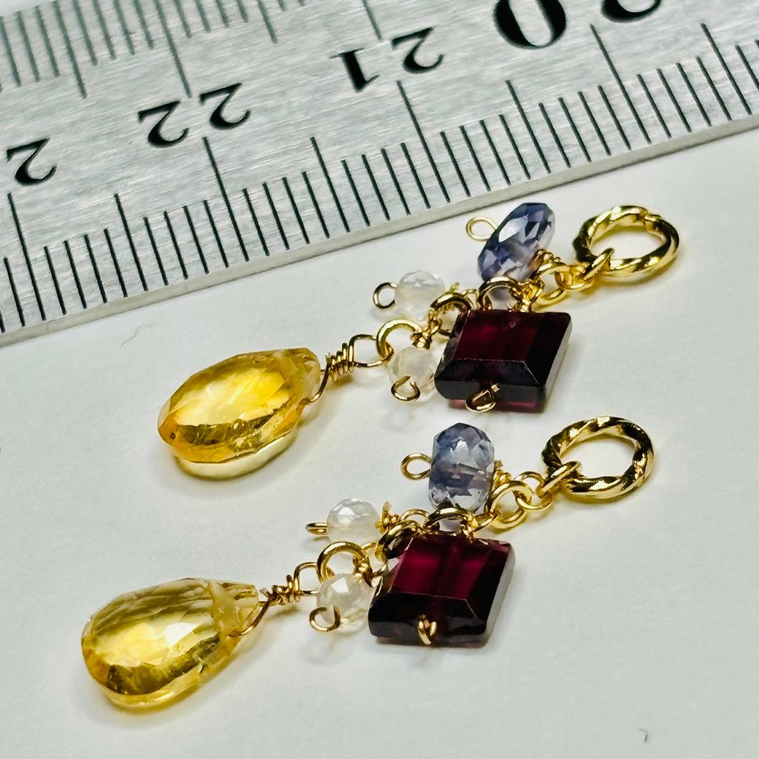 シトリンとガーネットのチャーム　N-495
