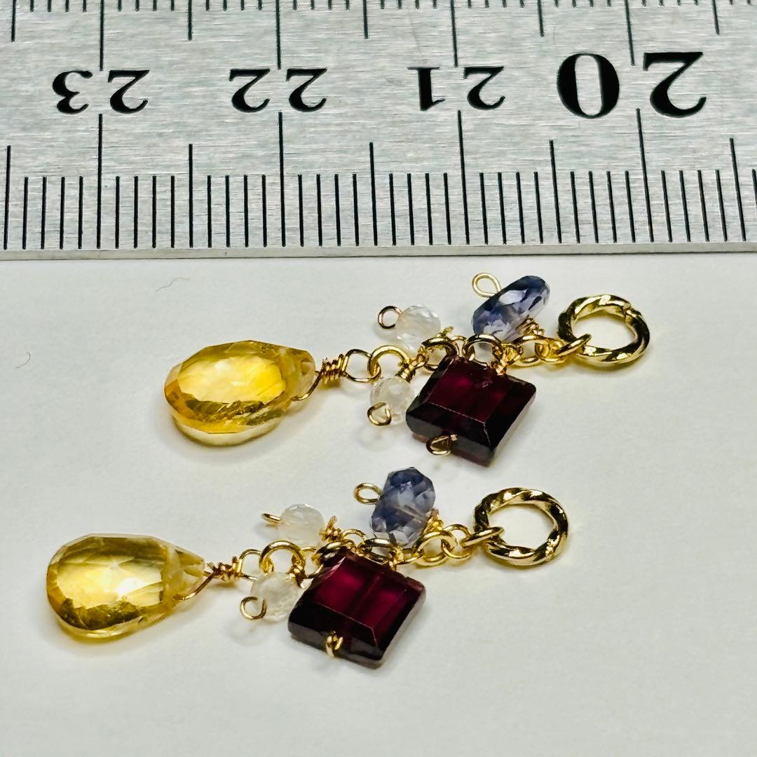 シトリンとガーネットのチャーム　N-495