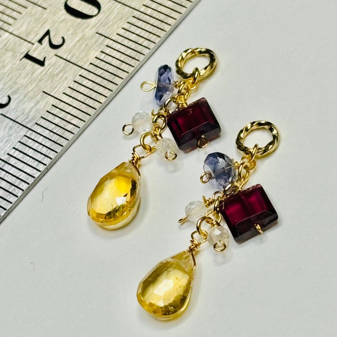 シトリンとガーネットのチャーム　N-495