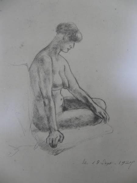 前田 寛治、座裸婦、裸婦、希少画集画、新品額装付、状態良好