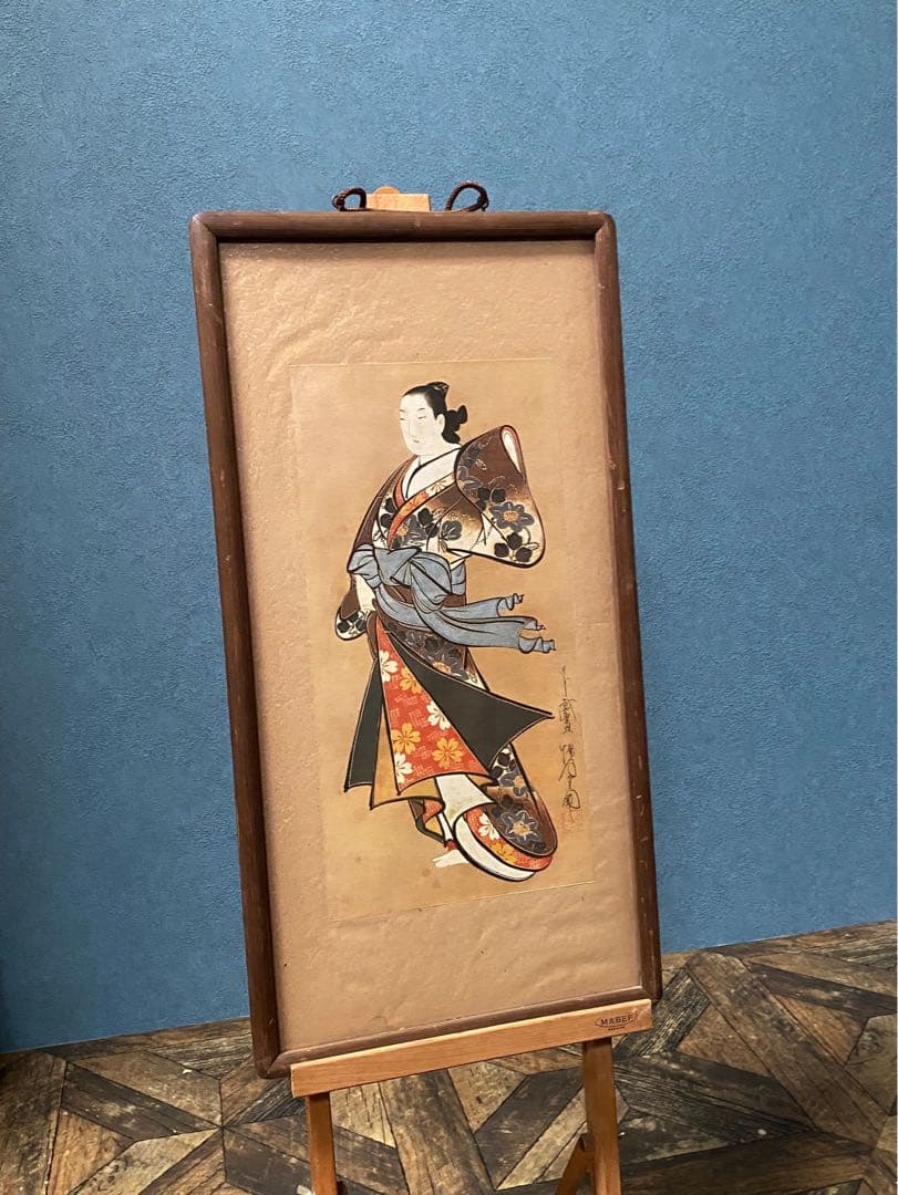 風前美人図 懐月堂安度 江戸期 当時物 希少 インテリア 額縁