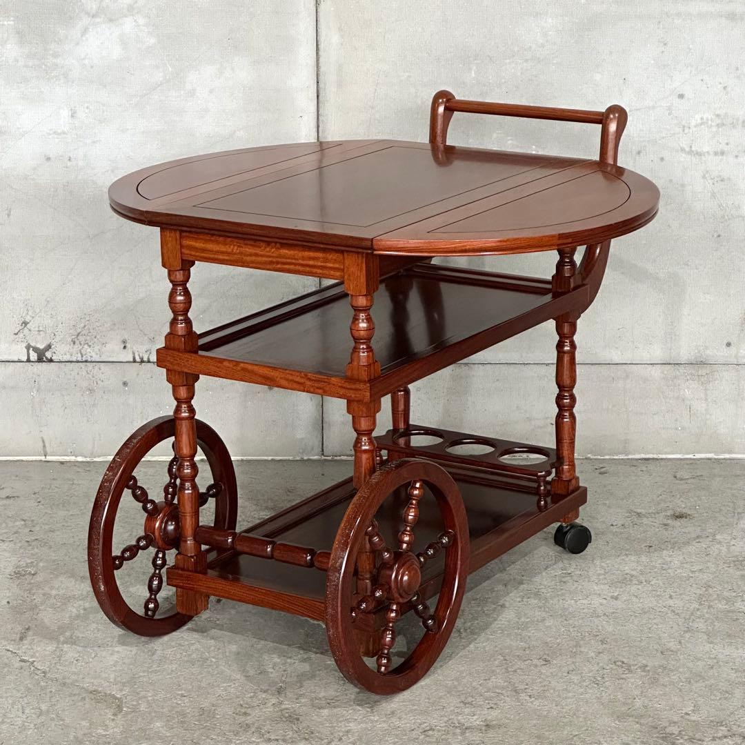 ✦ミッドセンチュリー✦ローズウッド製バーカート　キッチンワゴン バタフライ開閉式