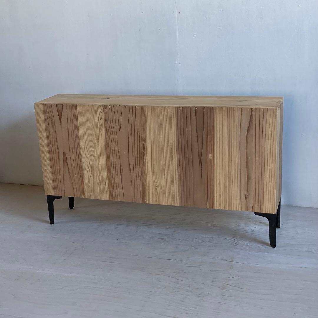 古い木製 オープンラック 鉄脚 木製棚 展示棚