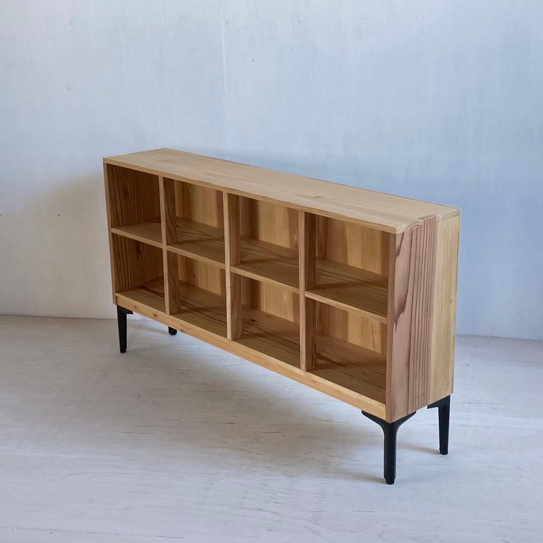 古い木製 オープンラック 鉄脚 木製棚 展示棚