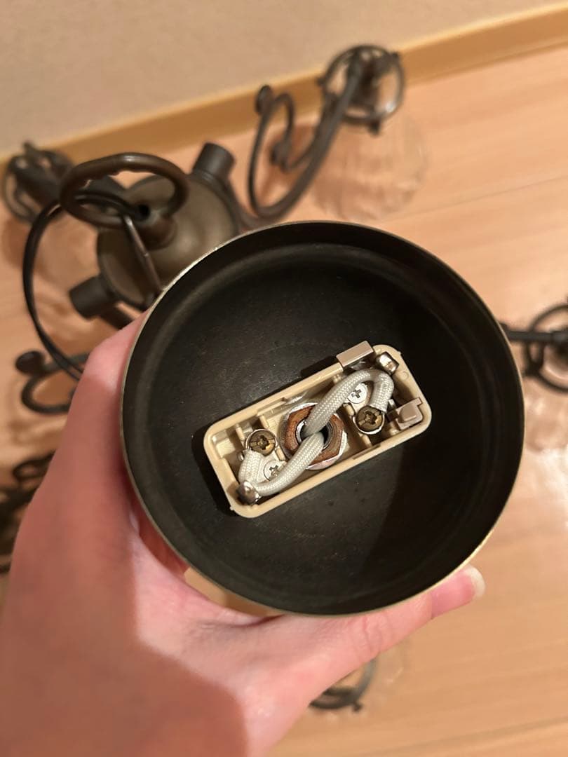 アンティーク　シャンデリア 5灯 フラワー型シェード