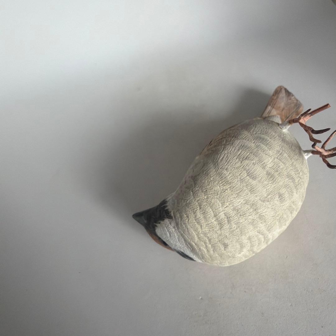 「スズメ」 バードカービング　野鳥彫刻 木彫りの野鳥 リアル野鳥