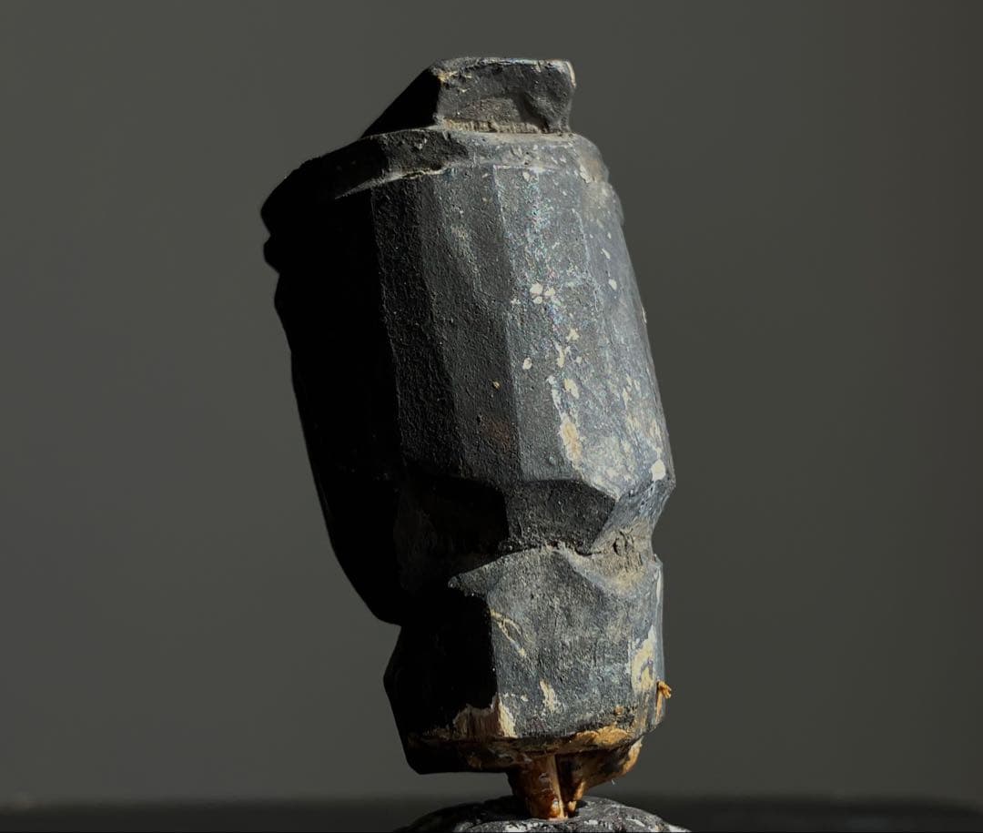 【祈りの木彫仏頭 室町後期〜江戸初期頃 約4.5㎝】残欠古美術骨董歴史資料お守り