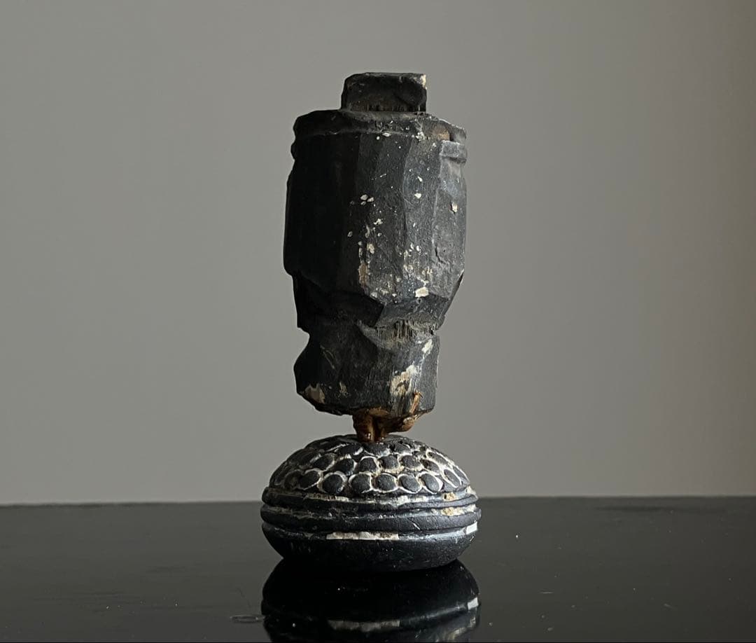 【祈りの木彫仏頭 室町後期〜江戸初期頃 約4.5㎝】残欠古美術骨董歴史資料お守り