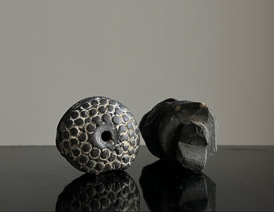 【祈りの木彫仏頭 室町後期〜江戸初期頃 約4.5㎝】残欠古美術骨董歴史資料お守り