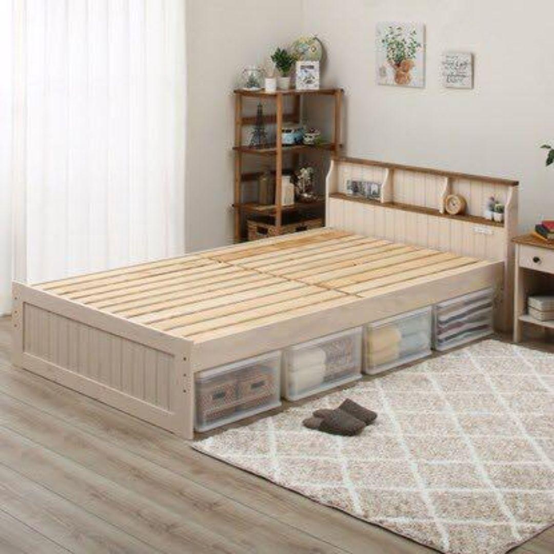 引取限定　木製シングルベッドフレーム 引き出し収納付き
