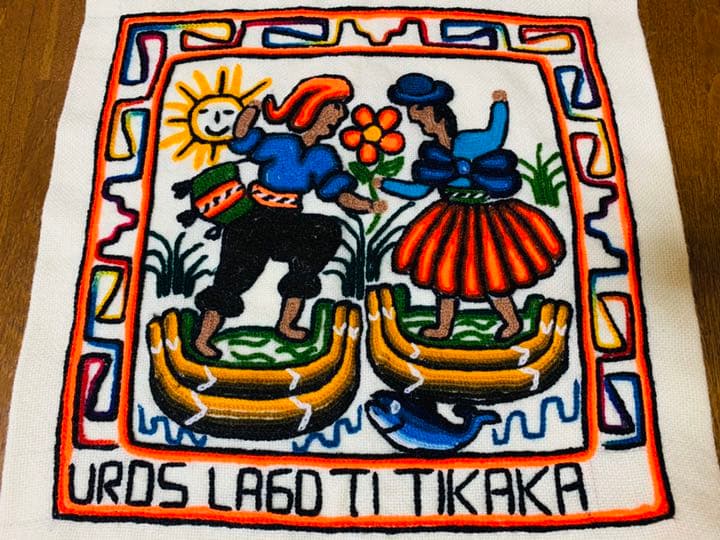 【ハンドメイド】チチカカ湖の刺繍入りクッションカバー