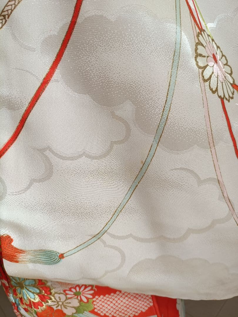 専用です☆アンティーク白に鹿の子模様の着物と白系だらり帯セット