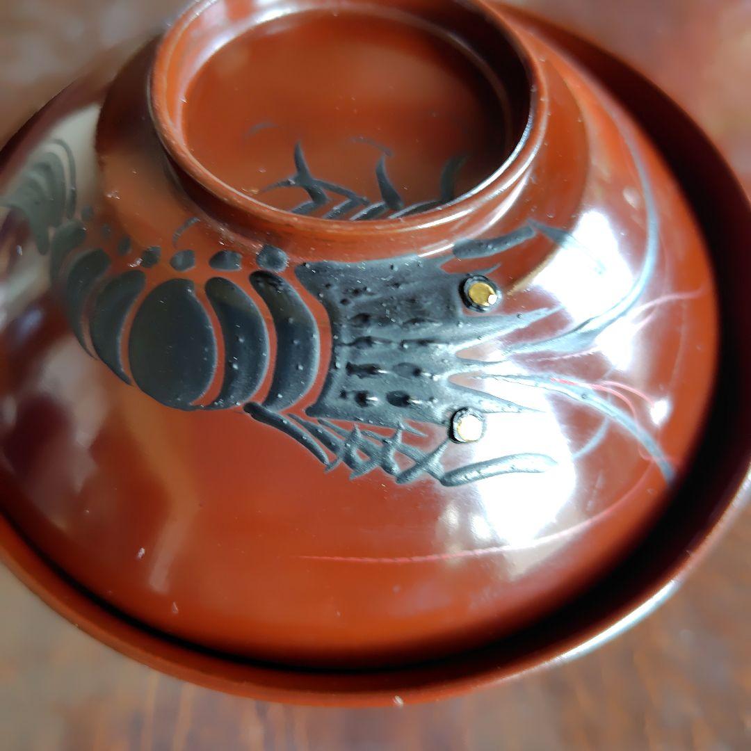 明治レトロ★海老柄御椀2個&昭和レトロ★海老柄 漆器重箱