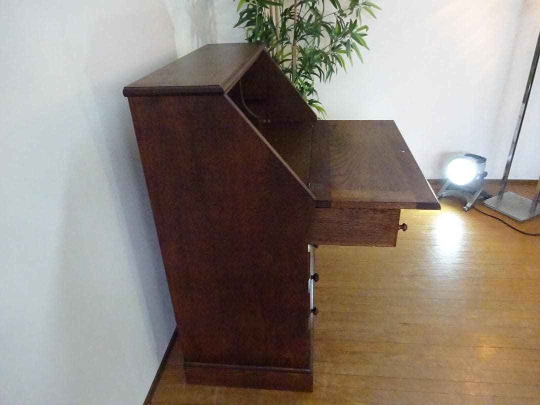 北海道　えぞ民芸家具　ナラ材　ライティングビューロー　収納机　デスク　美品