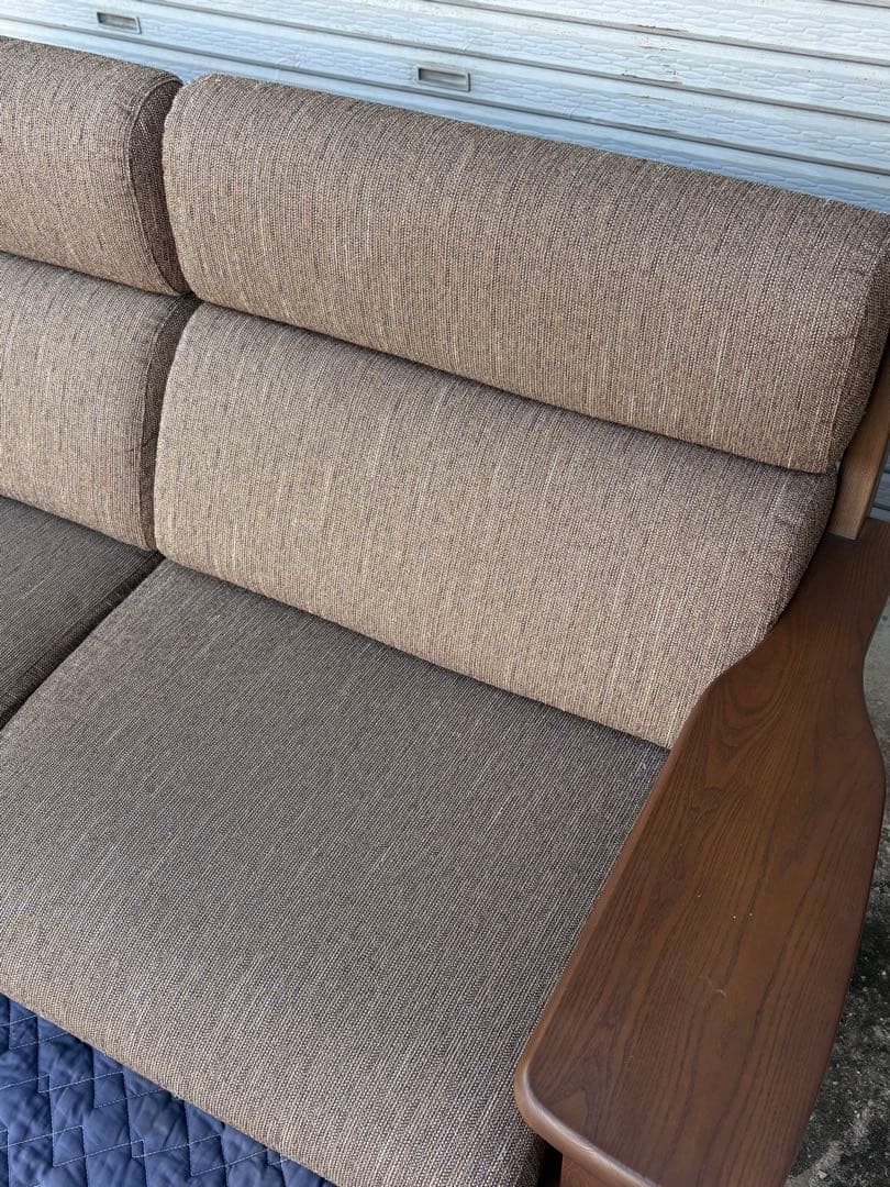 美品 ナガノインテリア 3Pソファ 天然木 LC048