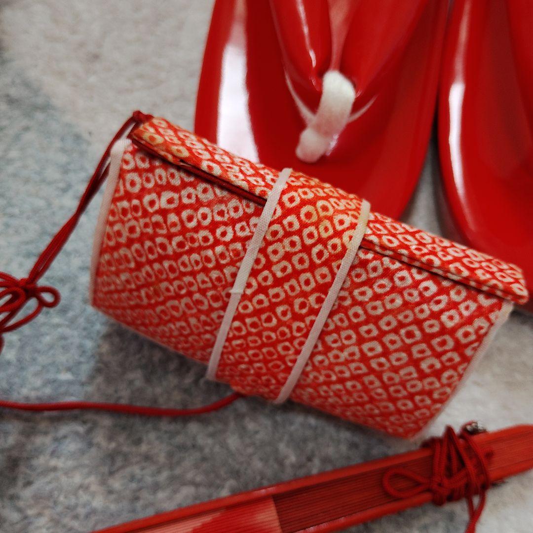 七五三 7歳 正絹綸子 セミアンティーク 着物 帯 バッグ 草履 小物セット