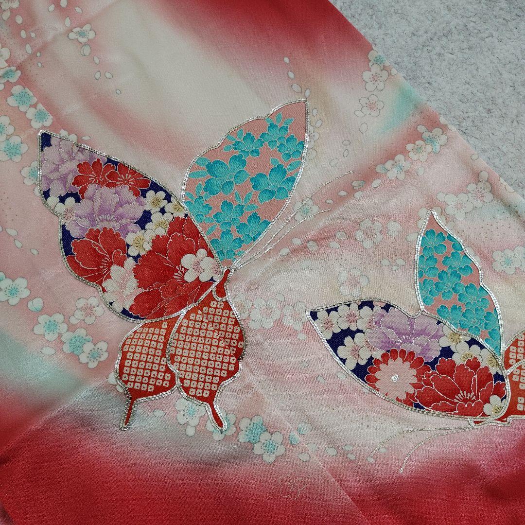 七五三 7歳 正絹綸子 セミアンティーク 着物 帯 バッグ 草履 小物セット