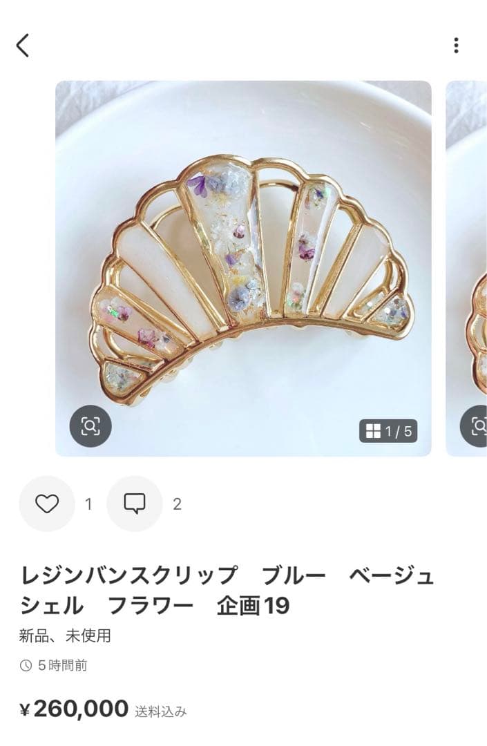 mejiroページ　レジンヘアゴム　5点 クリップ1点　バンスクリップ1点