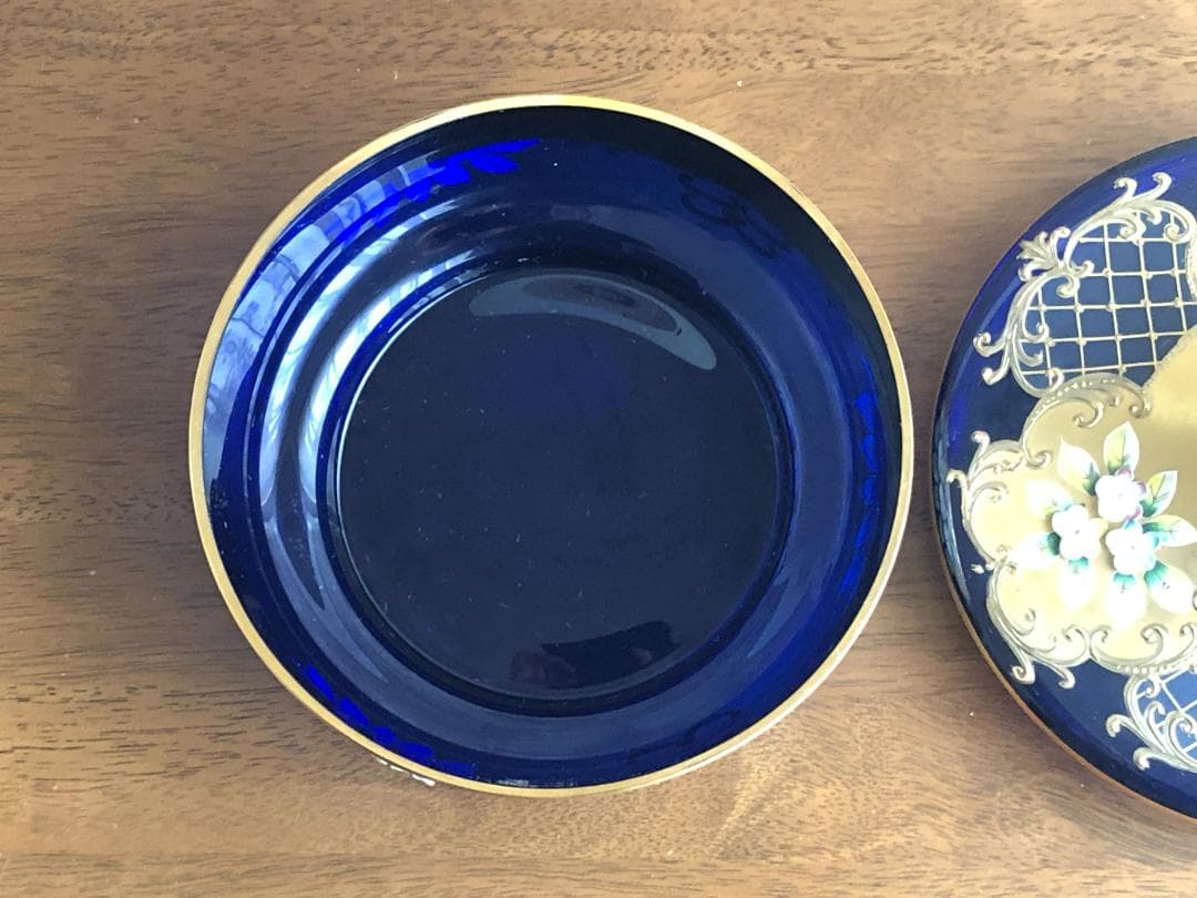 蓋つきチュリーン ☆ ボヘミアングラス ジャスミンコバルト