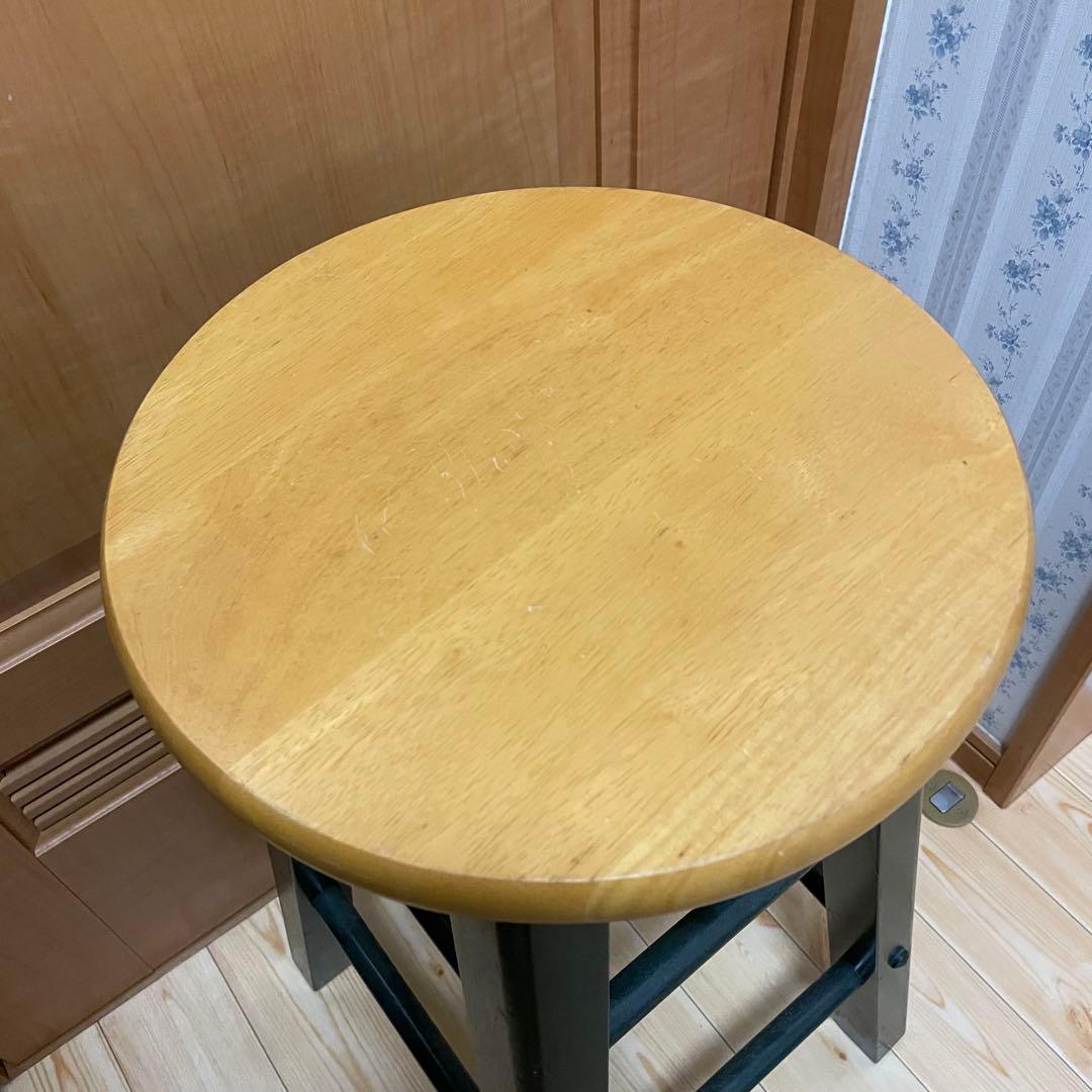 丸椅子　ハイスツール　カウンターチェア　木製　アンティークレトロ風　北欧風