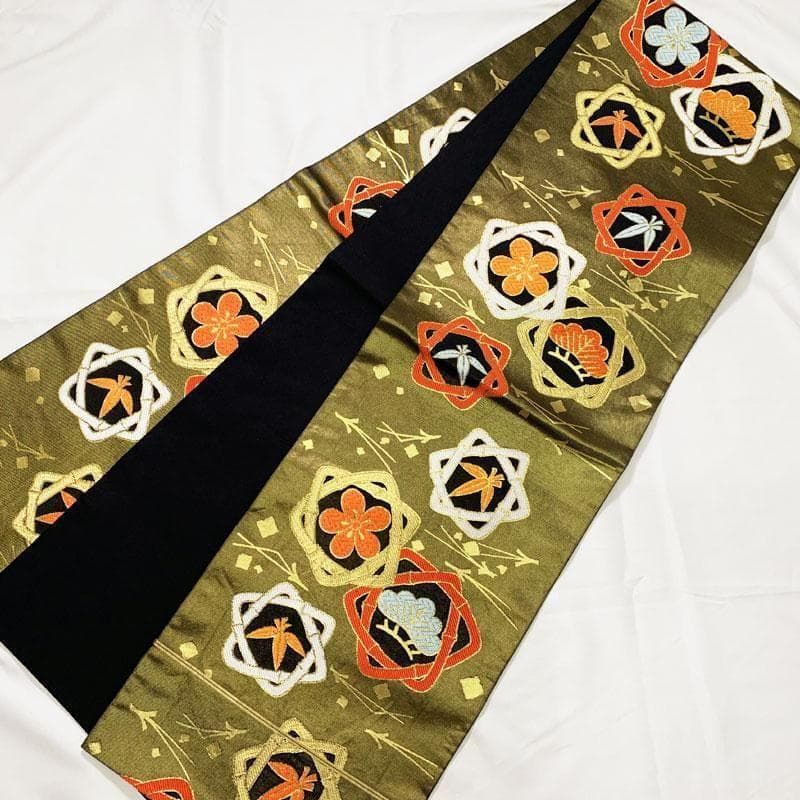 0ag51◆川島織物 祝帯 13参り ハーフ成人式 七五三七歳 全通袋帯 松竹梅