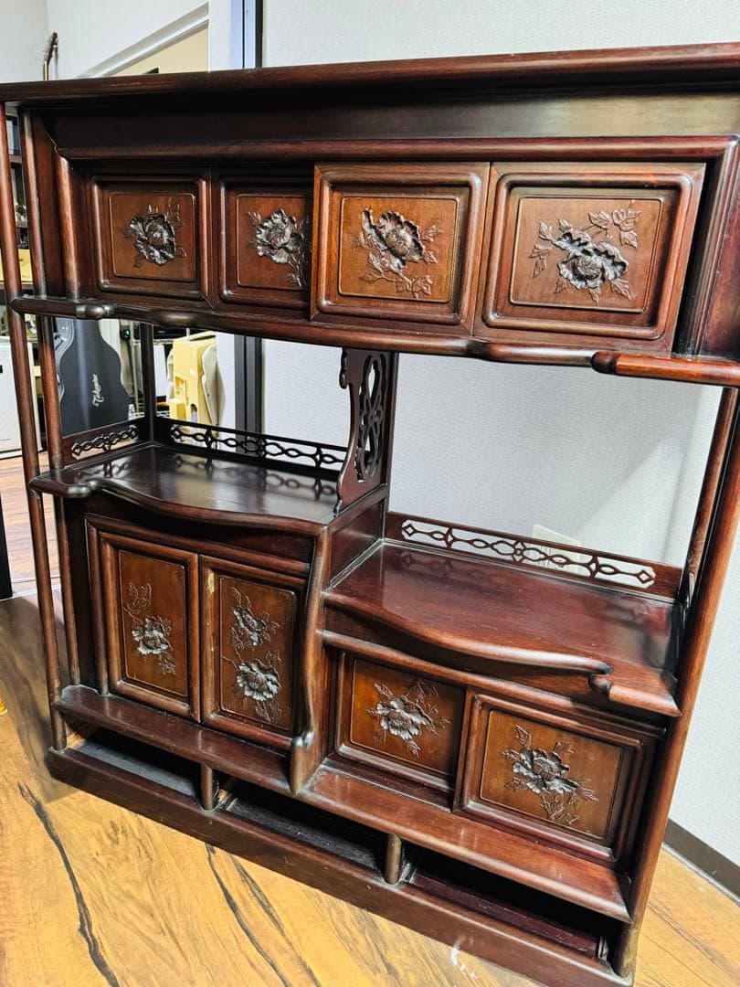 福岡発　民藝家具　和風家具　飾り棚　昭和レトロ　木製彫刻　希少　ビンテージ