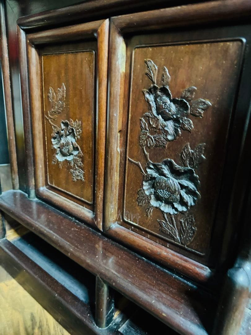 福岡発　民藝家具　和風家具　飾り棚　昭和レトロ　木製彫刻　希少　ビンテージ