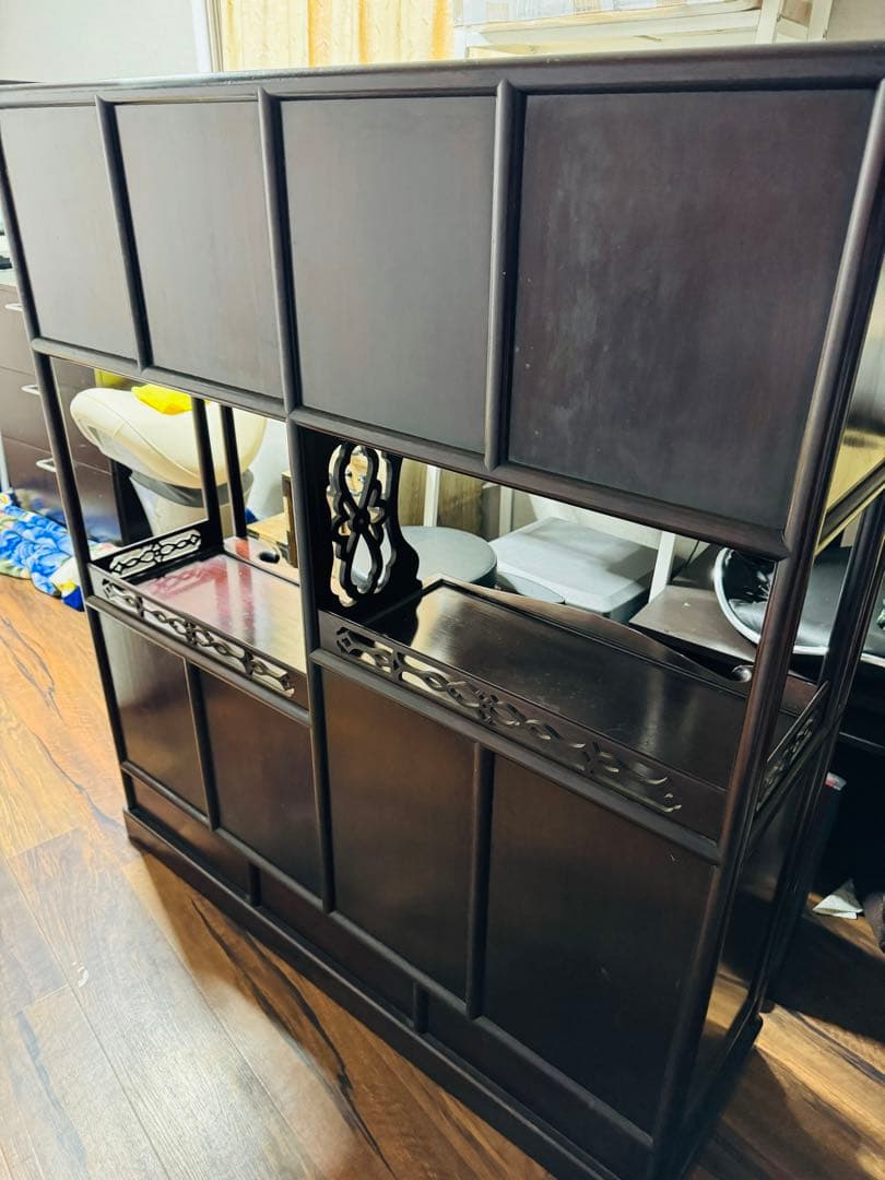 福岡発　民藝家具　和風家具　飾り棚　昭和レトロ　木製彫刻　希少　ビンテージ