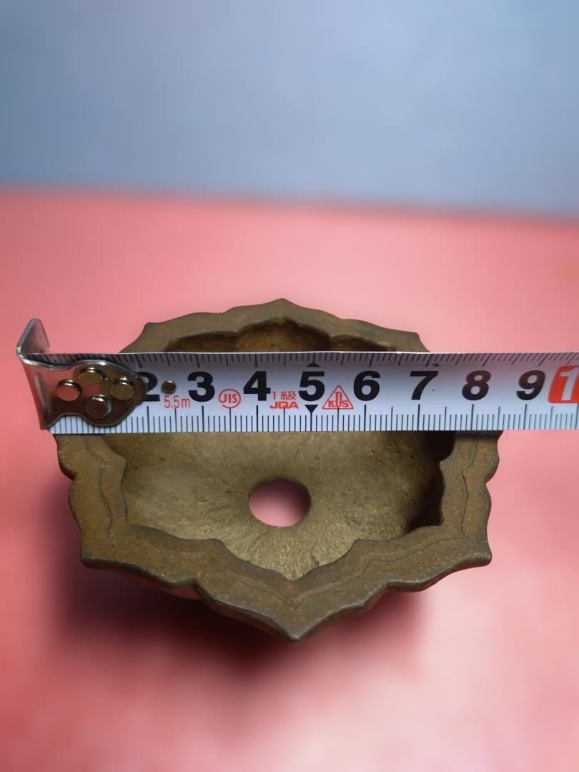 茶色い八角形陶器鉢/ 市之倉石洲