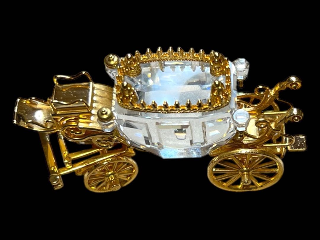 鸛《廃盤品》レア極上美品 スワロフスキー馬車18Kゴールドコーティング 専用箱付