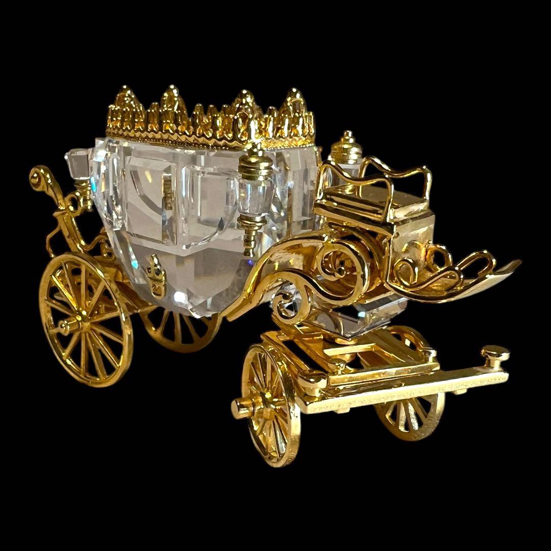 鸛《廃盤品》レア極上美品 スワロフスキー馬車18Kゴールドコーティング 専用箱付