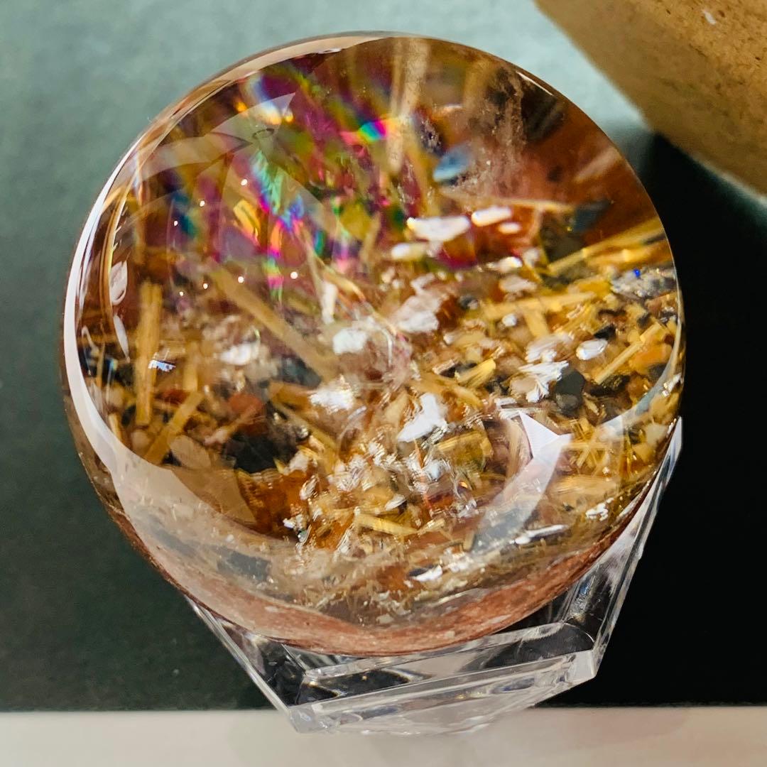 タイチンルチル　パイライト共生　ガーデンクォーツスフィア　46ミリ B7