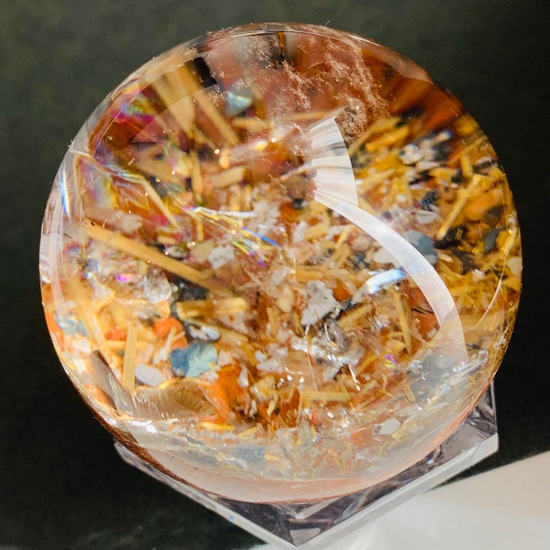 タイチンルチル　パイライト共生　ガーデンクォーツスフィア　46ミリ B7