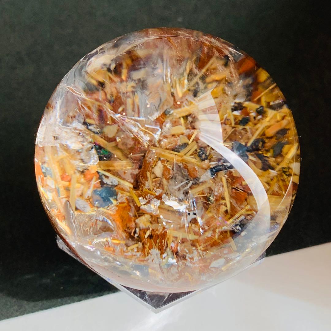 タイチンルチル　パイライト共生　ガーデンクォーツスフィア　46ミリ B7