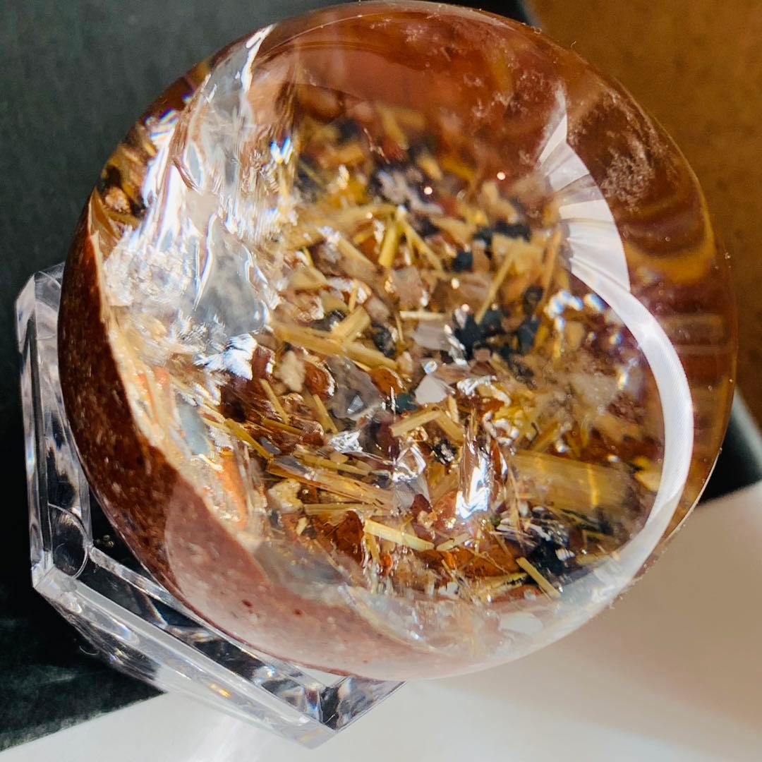 タイチンルチル　パイライト共生　ガーデンクォーツスフィア　46ミリ B7