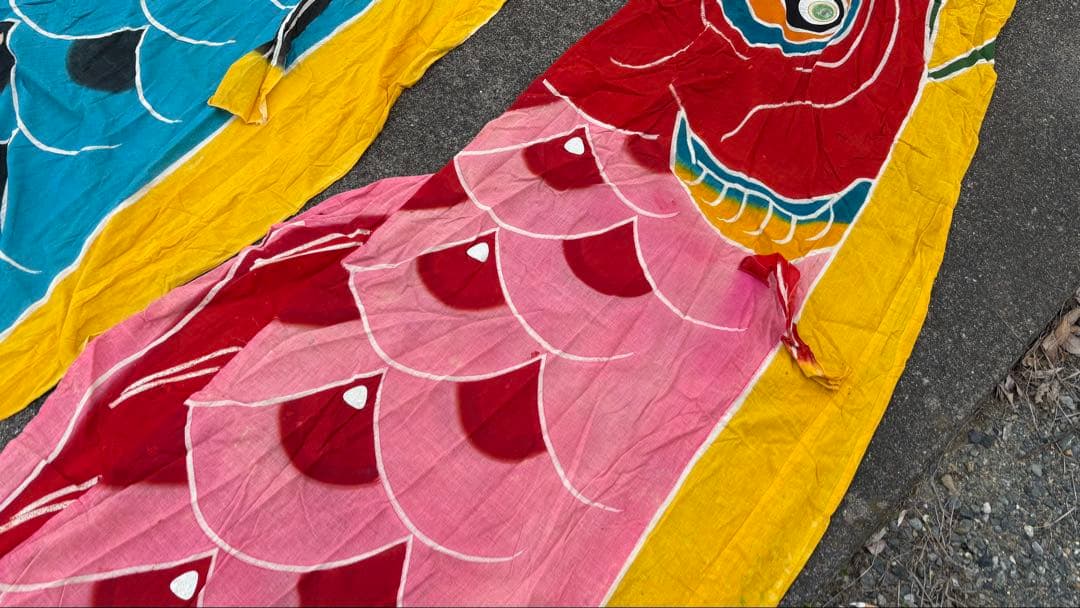 手書き 鯉のぼり 昭和レトロ ビンテージ物 3.8m