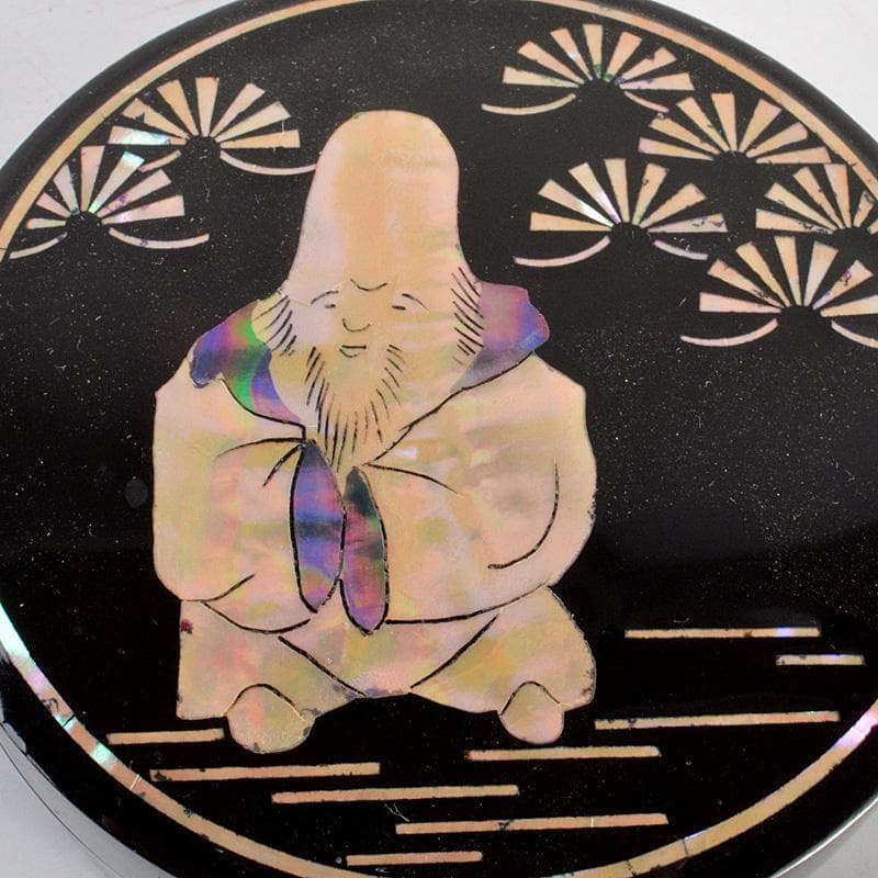 茶道具　清陽造　螺鈿装飾　寿老人貝入　香合　共箱　V　6244