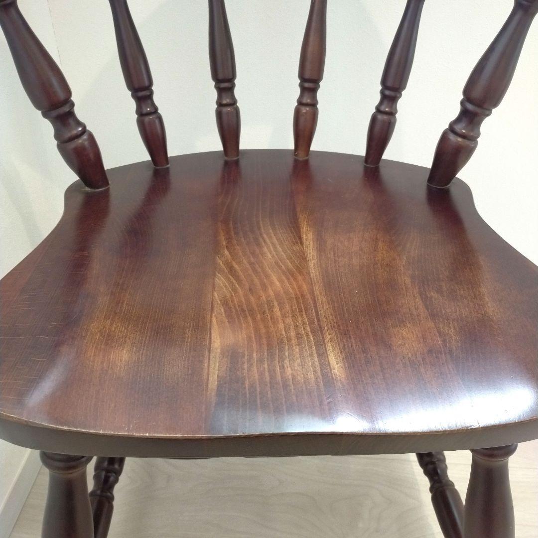 かしわ　柏木工　ビンテージ　ダークブラウン 木製 スピンドルバックチェア